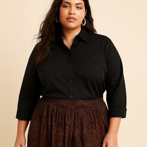 Lane Bryant Black Velvet Collared Shirt – Size 28 (NWT)